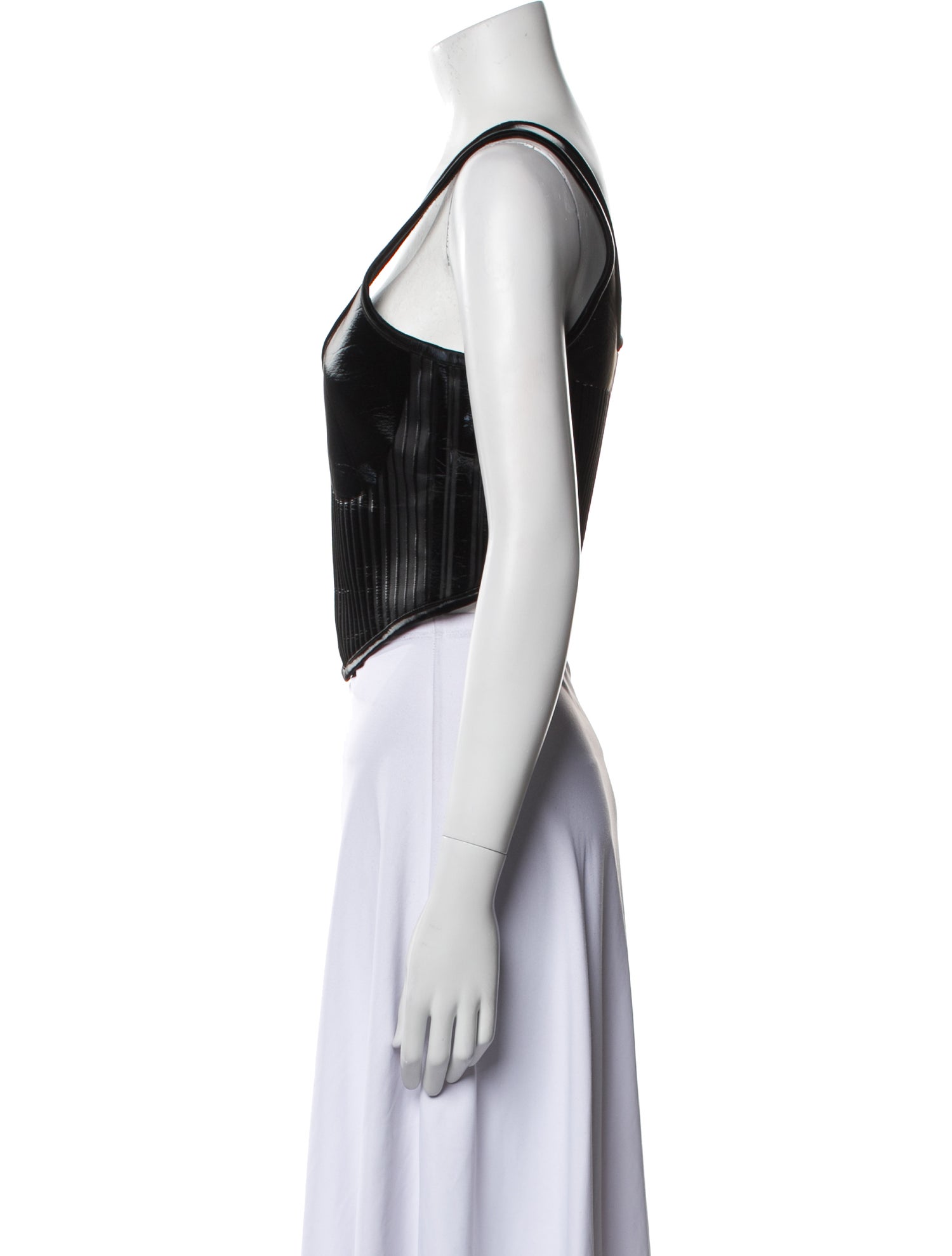 Mugler Scoop Neck Sleeveless Crop Top