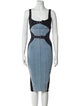 Mugler Colorblock Pattern Midi Length Dress