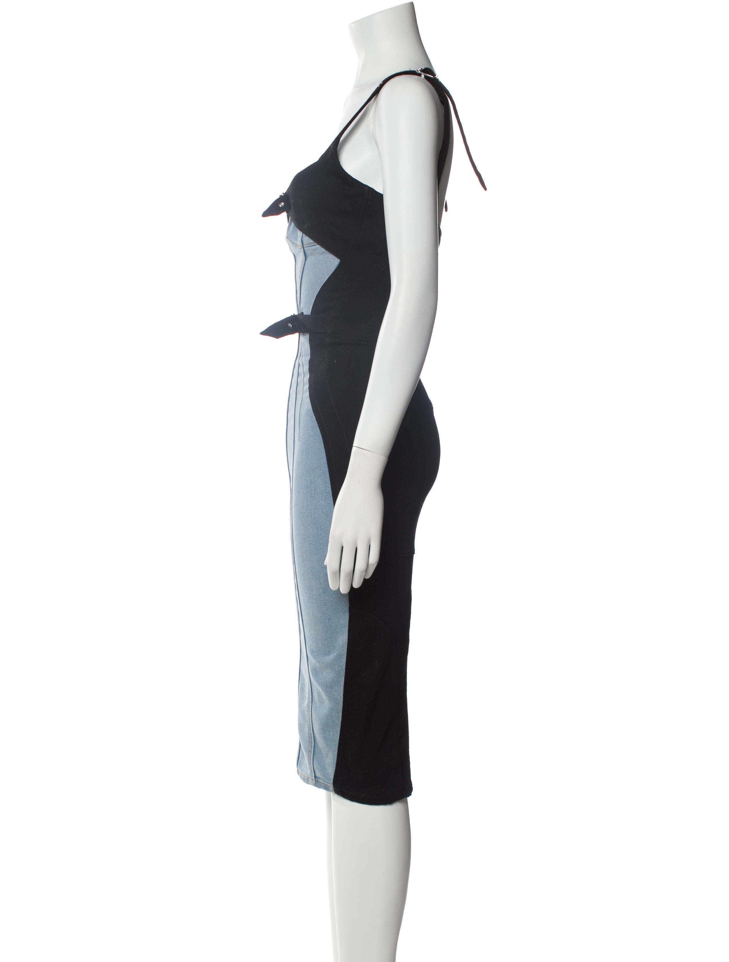 Mugler Colorblock Pattern Midi Length Dress