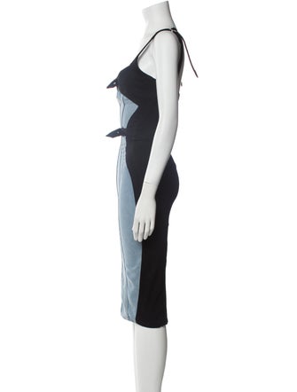 Mugler Colorblock Pattern Midi Length Dress