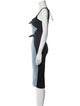 Mugler Colorblock Pattern Midi Length Dress