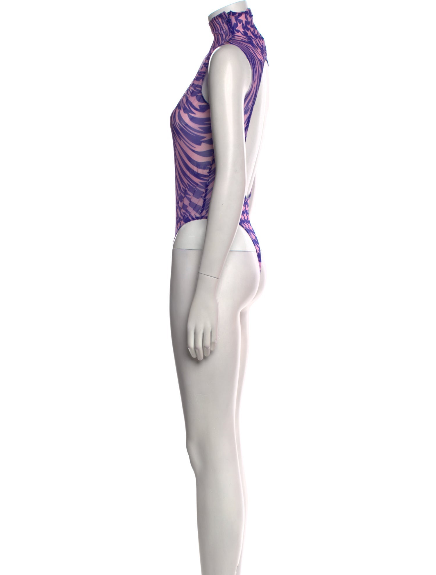 Mugler Striped Turtleneck Bodysuit