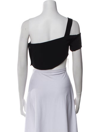 Mugler One-Shoulder Short Sleeve Crop Top