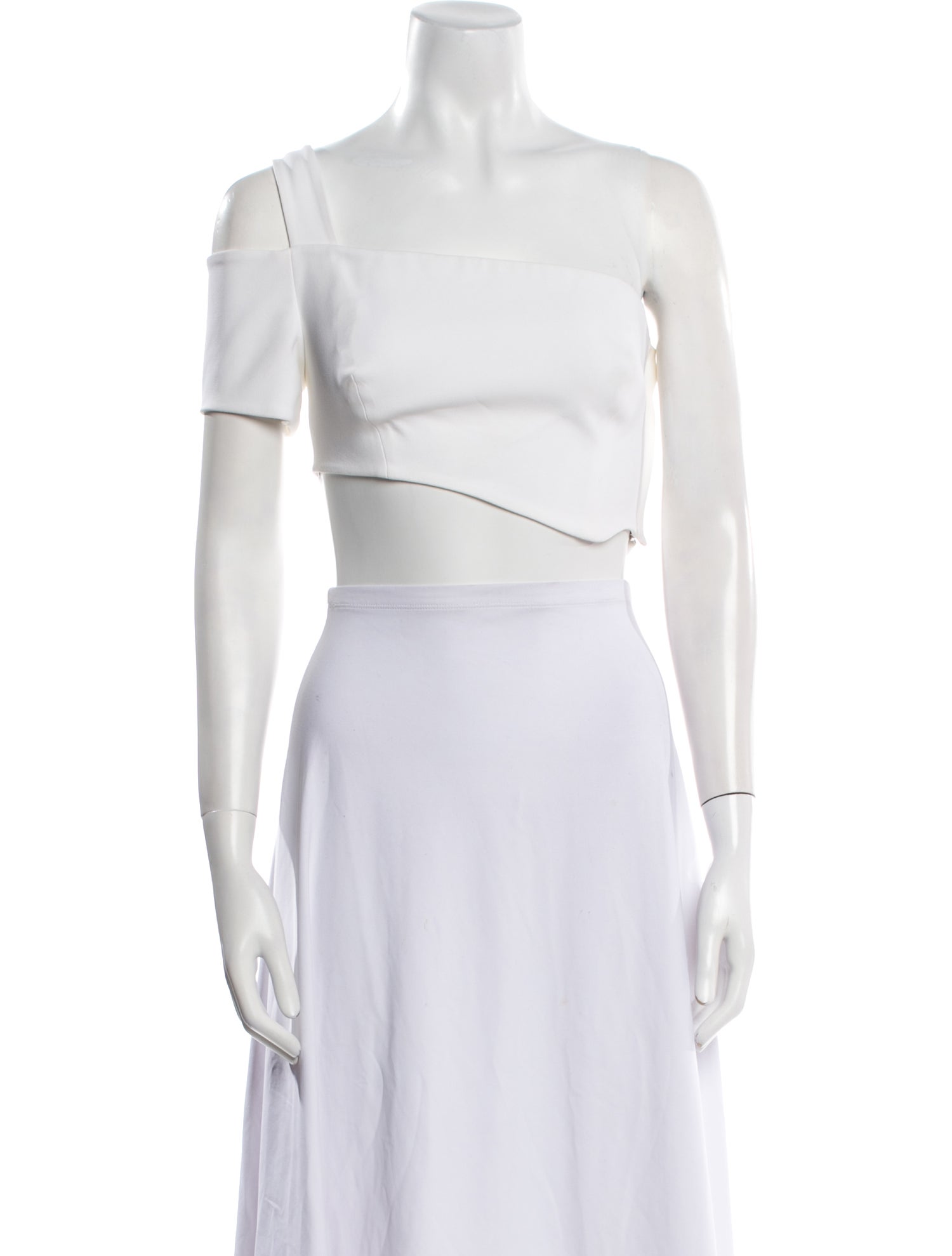 Mugler Square Neckline Short Sleeve Crop Top