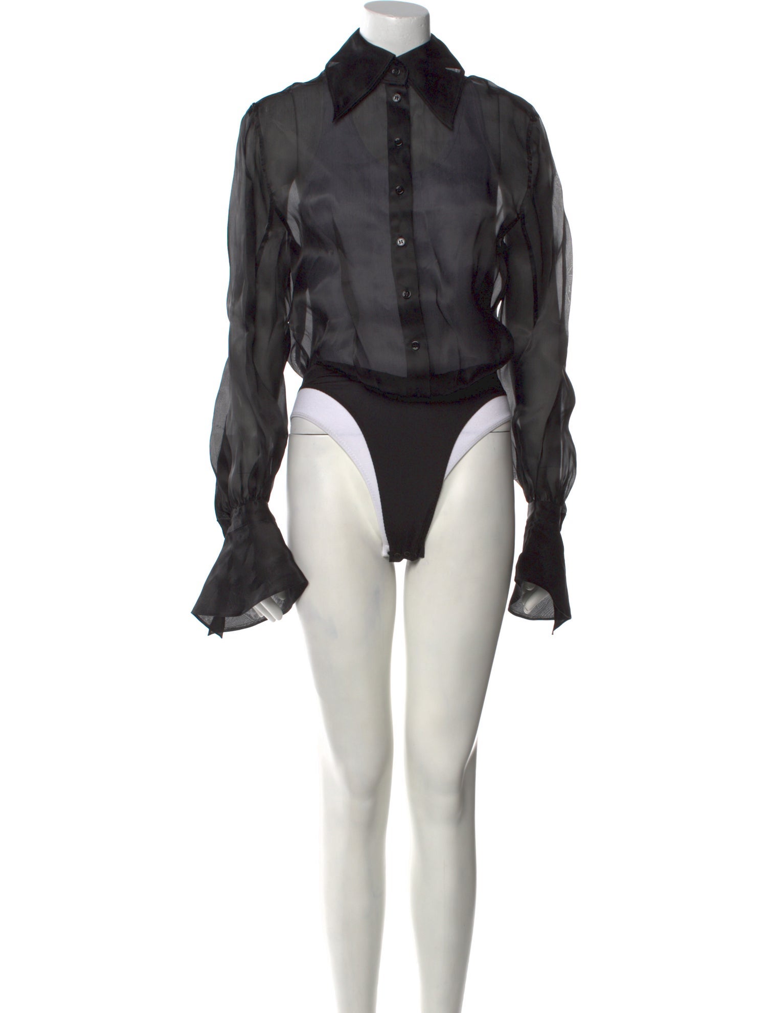 Mugler Silk Long Sleeve Bodysuit