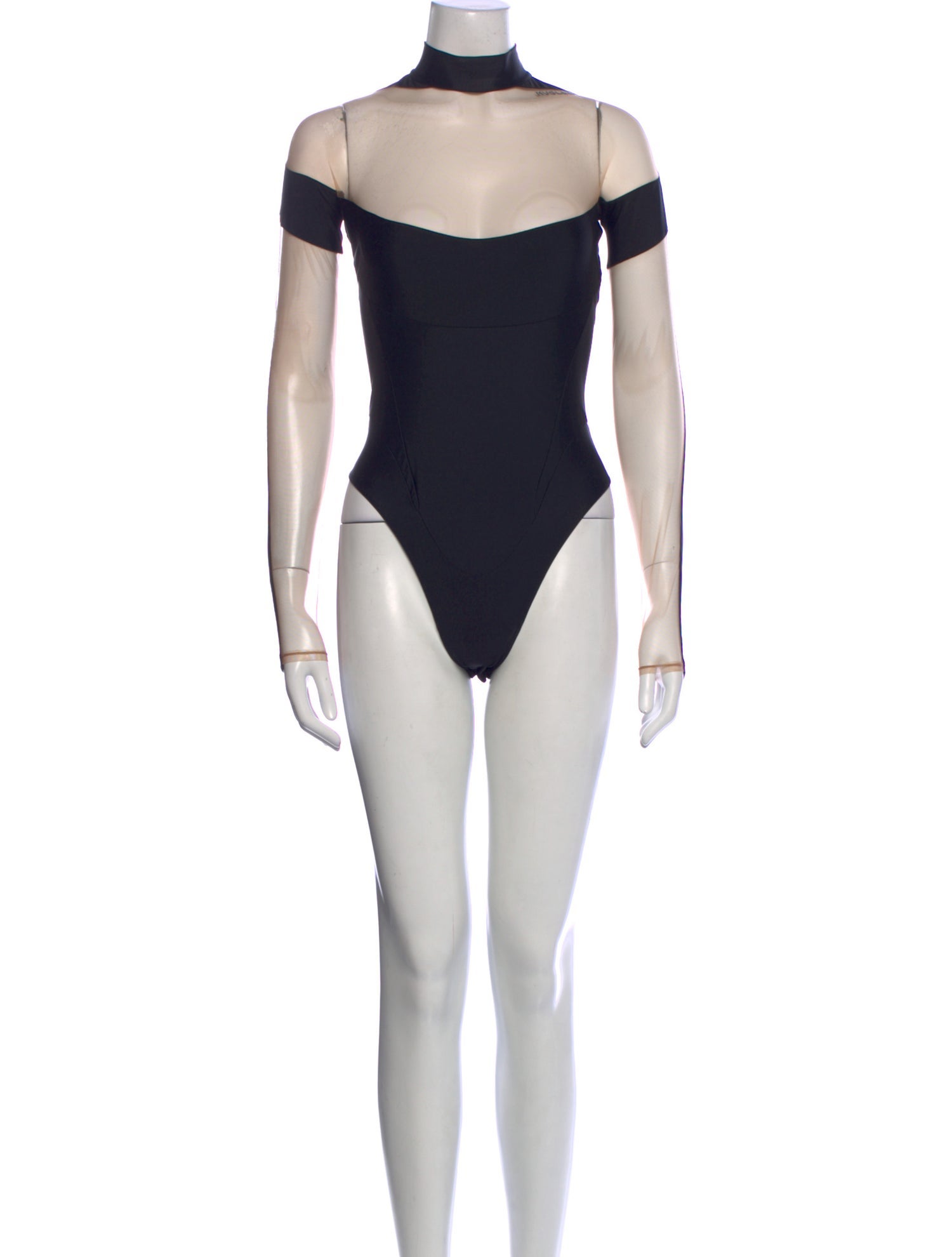 Mugler Mock Neck Short Sleeve Bodysuit