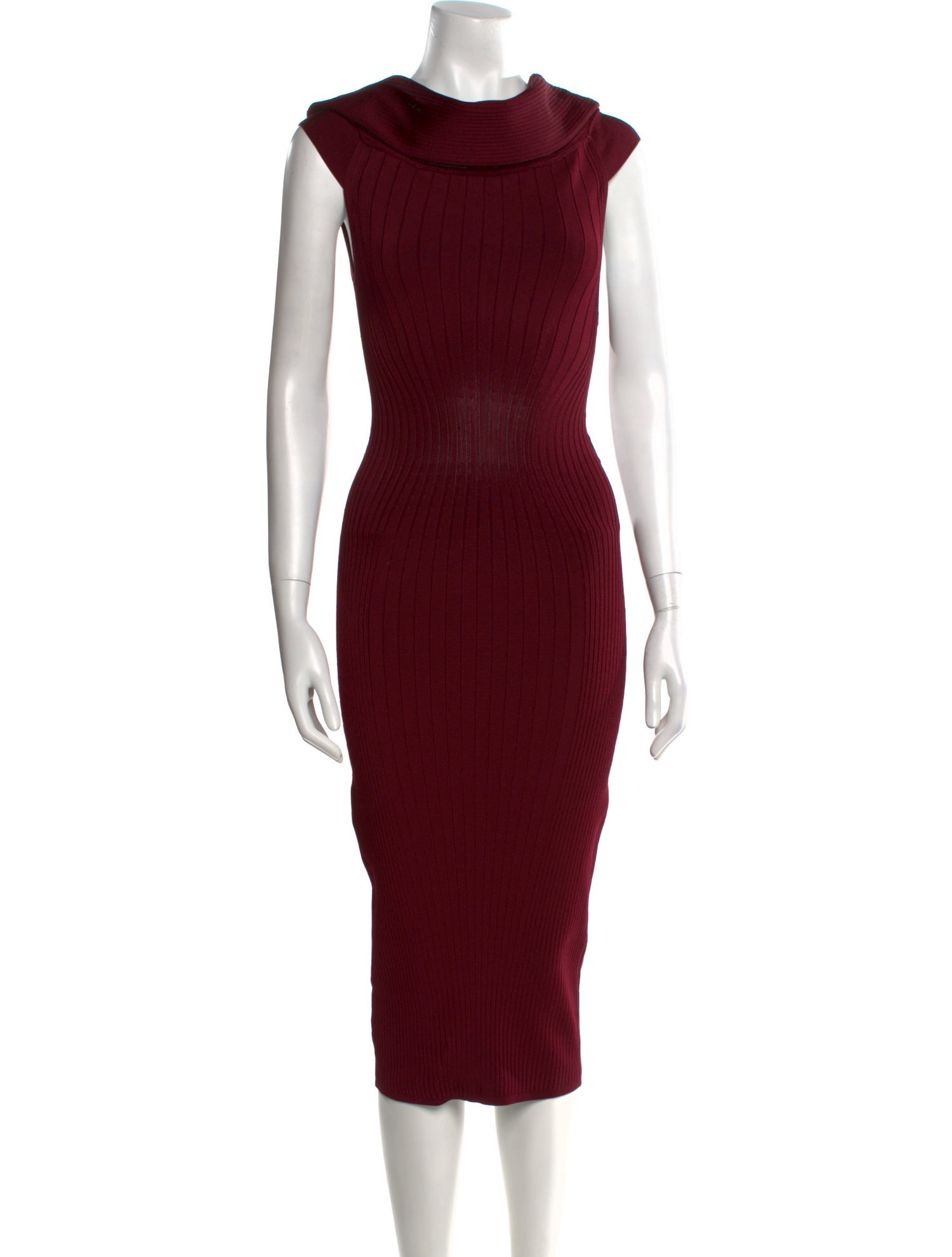 Mugler Cowl Neck Midi Length Dress