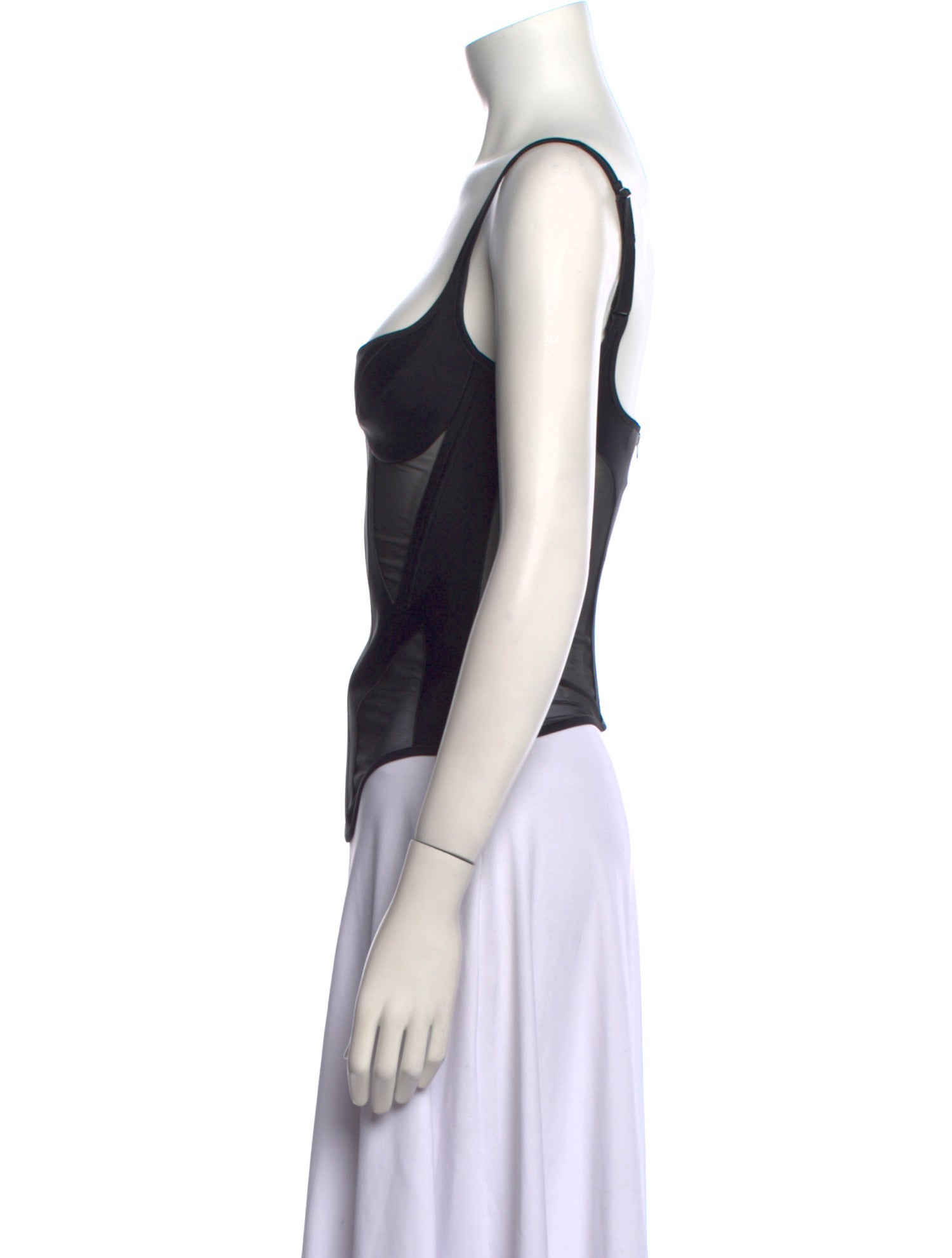 Mugler Square Neckline Sleeveless Crop Top