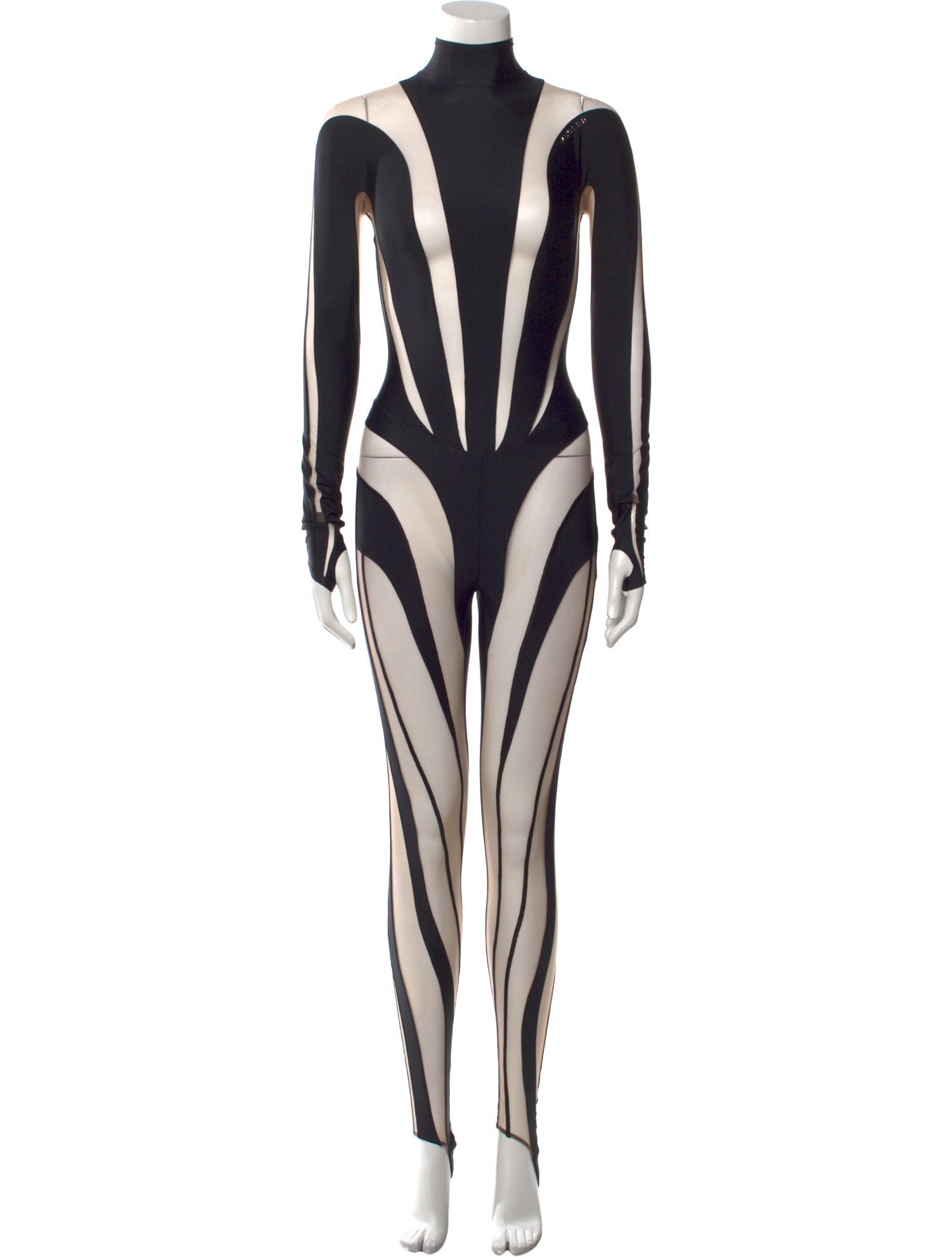 Mugler Striped Mock Neck Jumpsuit