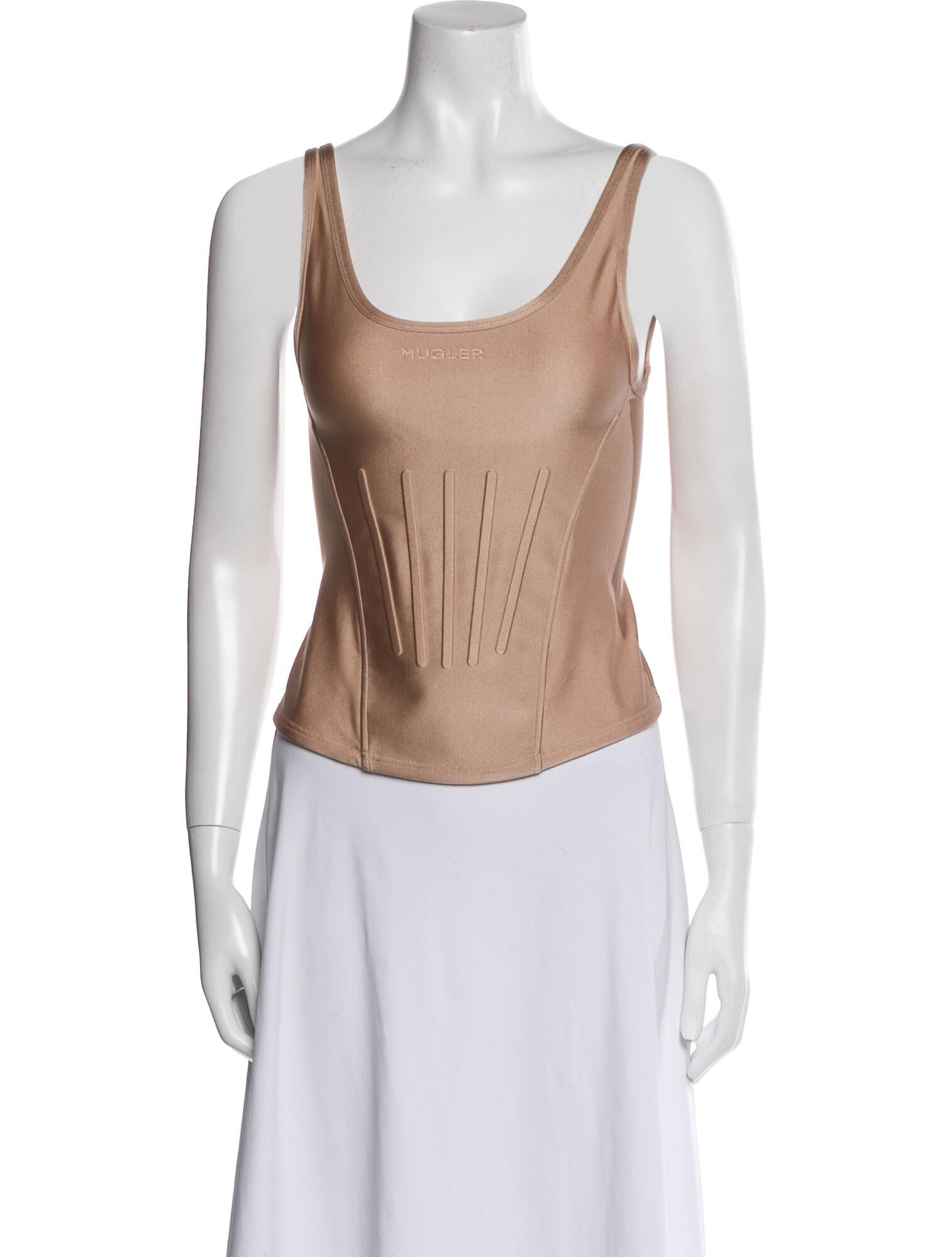 Mugler Scoop Neck Sleeveless Crop Top