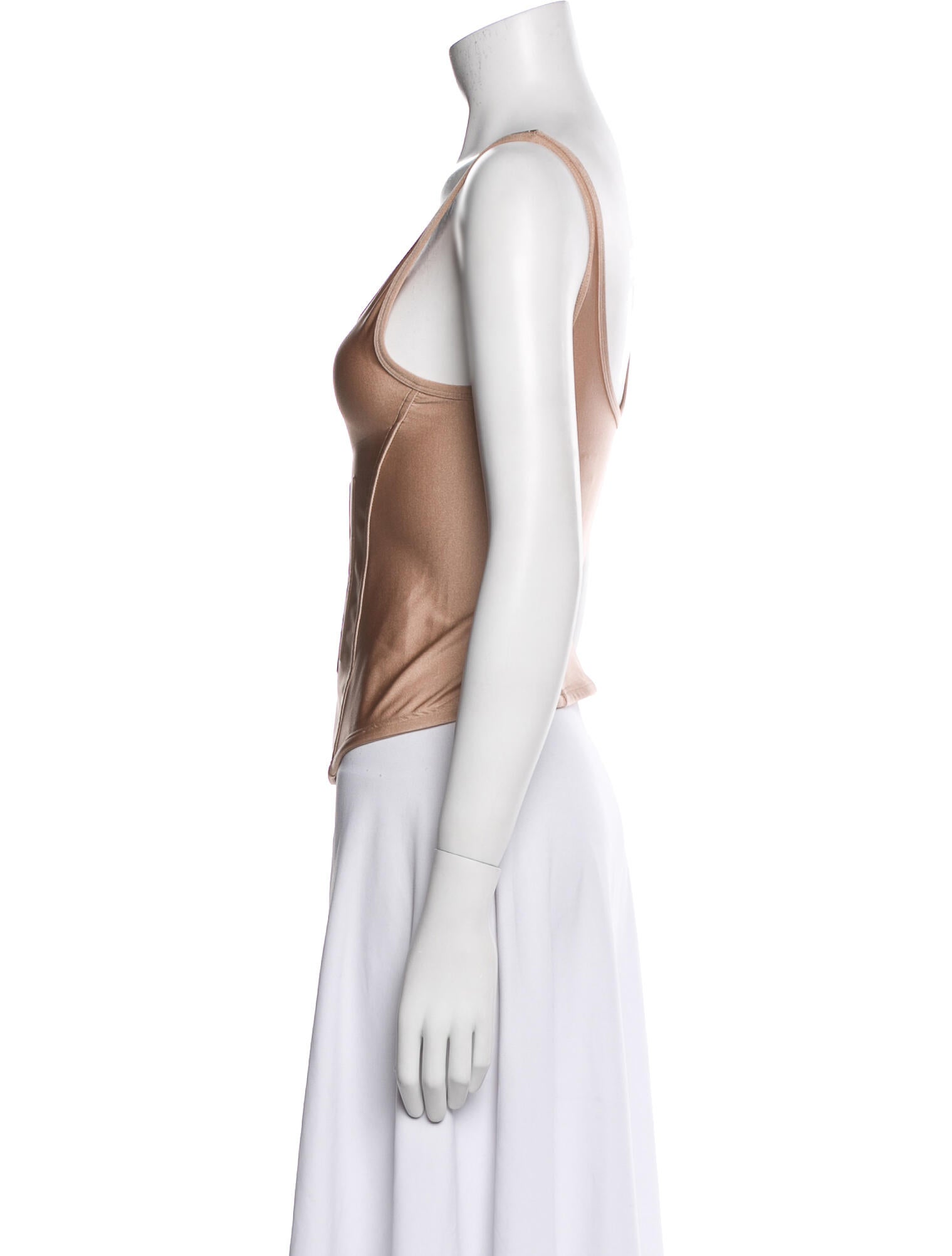 Mugler Scoop Neck Sleeveless Crop Top