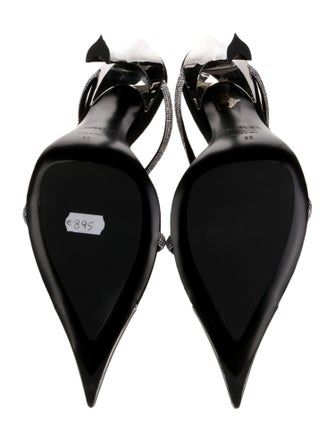 Mugler Suede Crystal Embellishments Slides