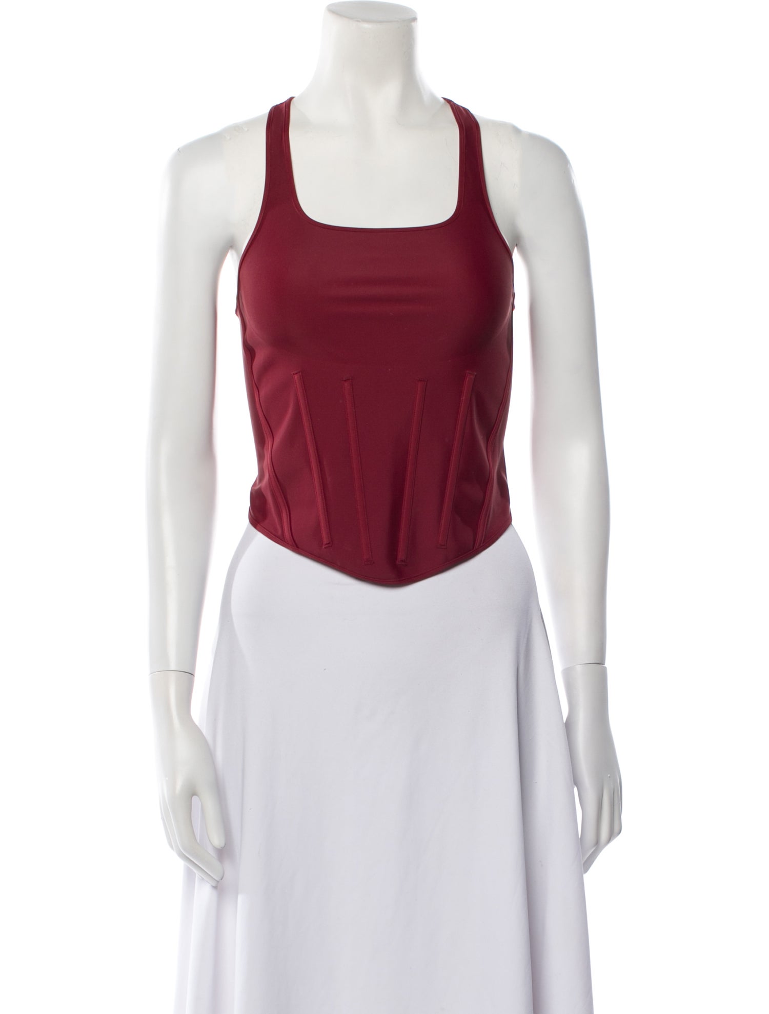 Mugler Square Neckline Sleeveless Crop Top