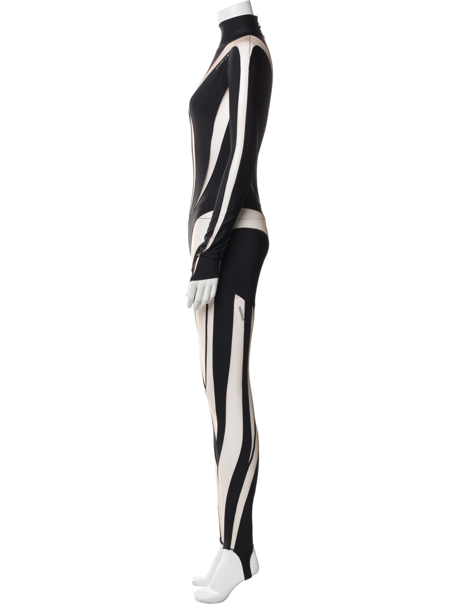 Mugler Striped Mock Neck Jumpsuit