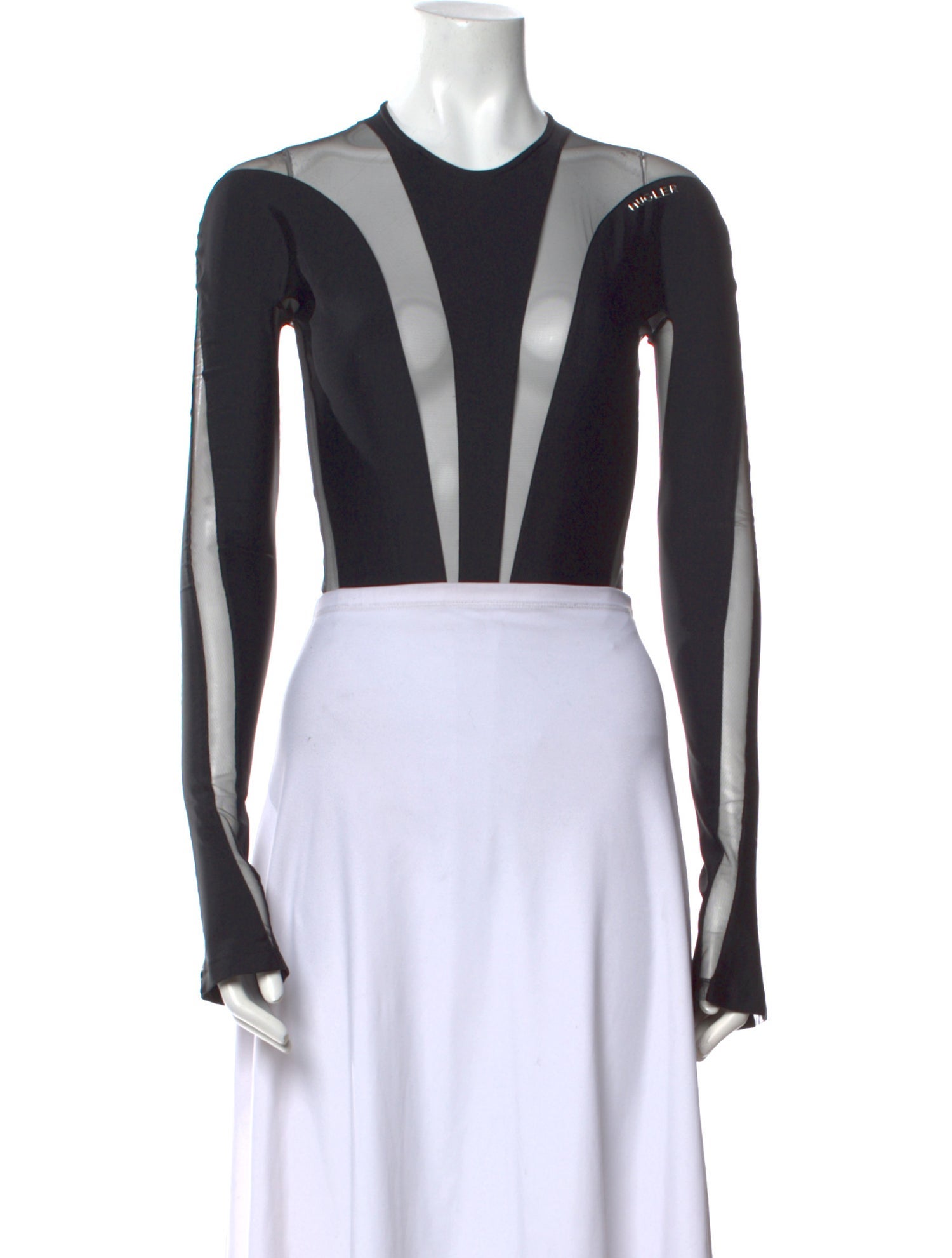 Mugler Striped Crew Neck Crop Top