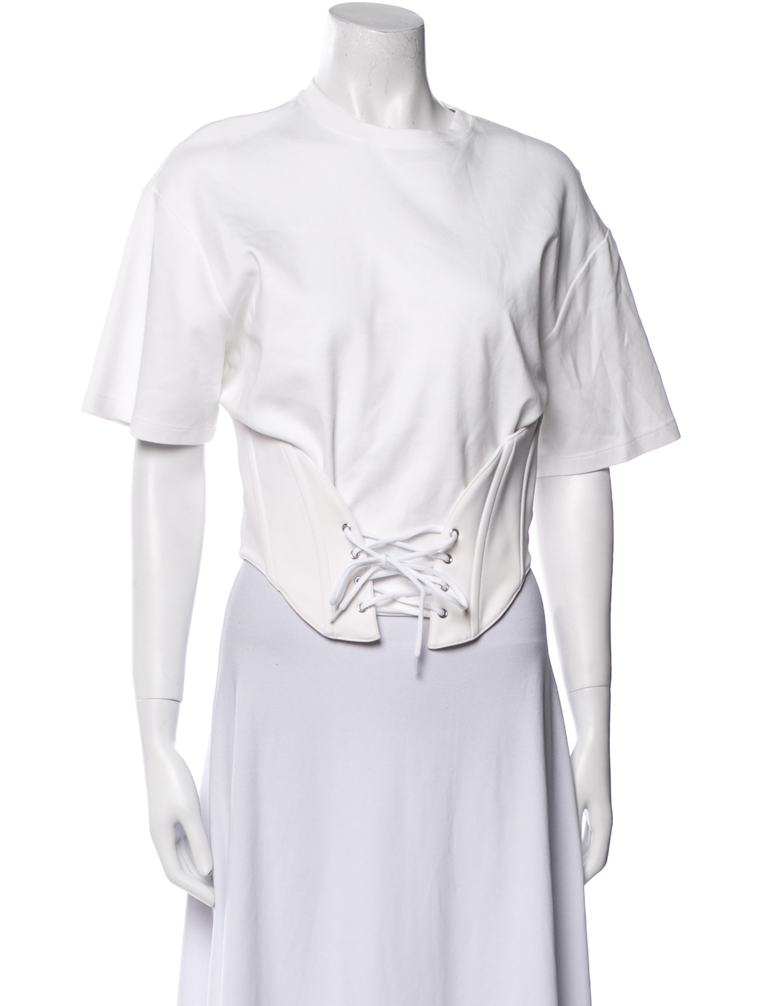 Mugler Crew Neck Short Sleeve Crop Top