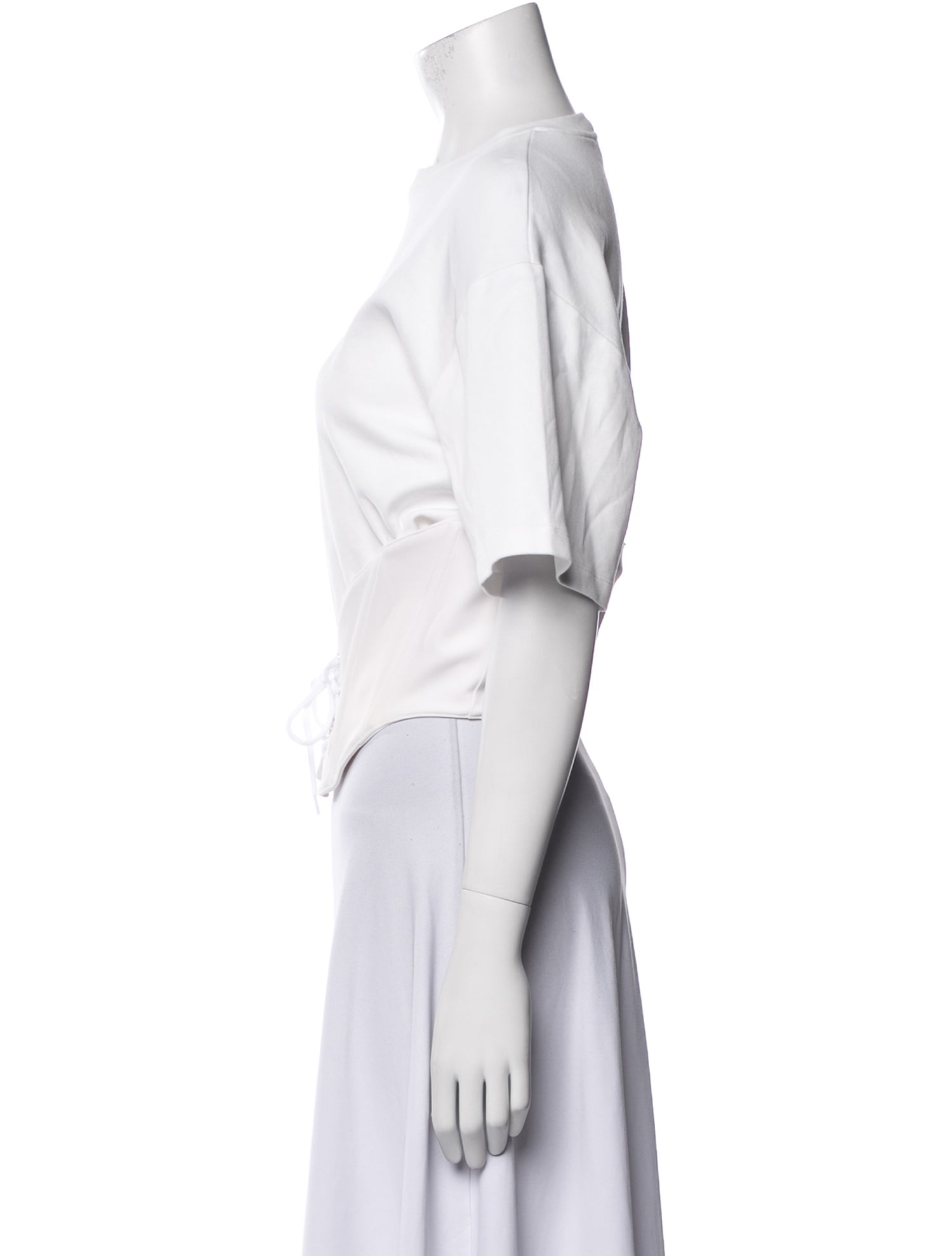 Mugler Crew Neck Short Sleeve Crop Top