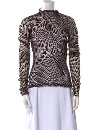 Mugler Animal Print Mock Neck Top