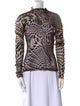 Mugler Animal Print Mock Neck Top