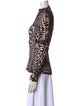 Mugler Animal Print Mock Neck Top