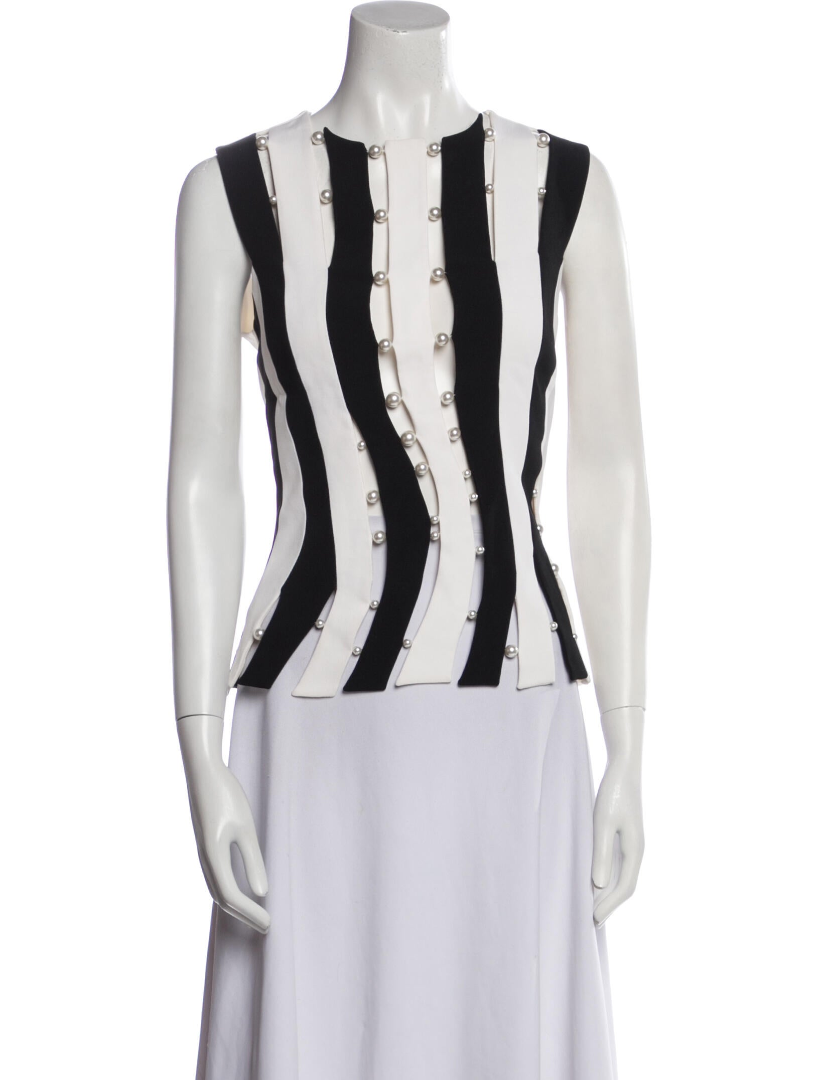 Mugler Striped Crew Neck Top