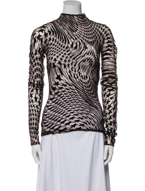 Mugler Animal Print Mock Neck Top