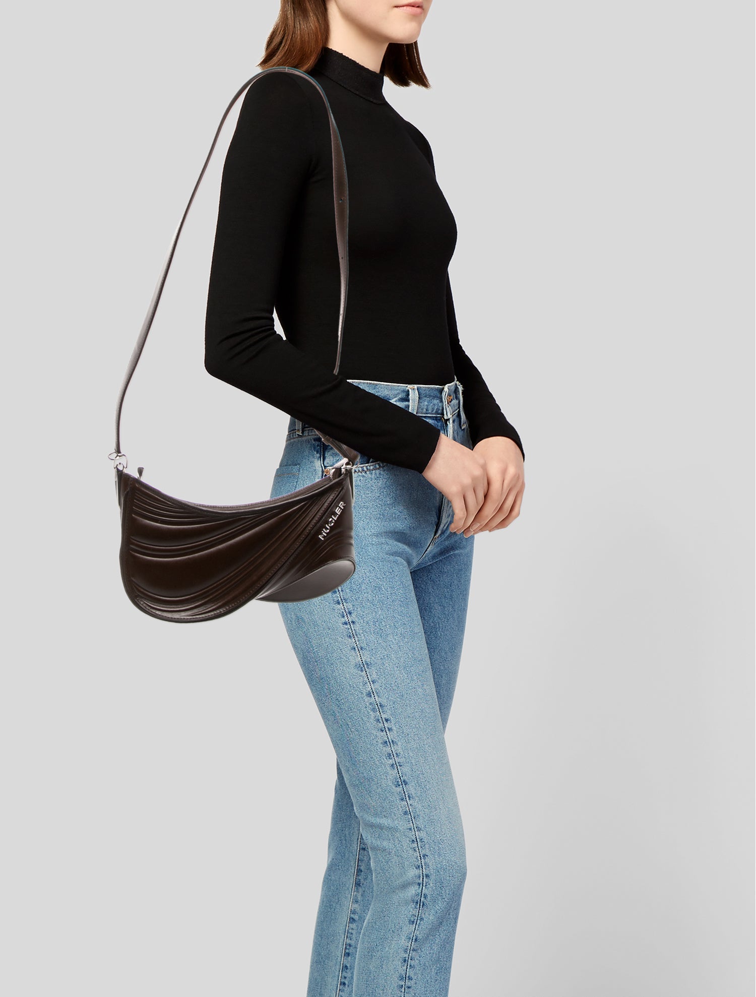 Mugler Leather Shoulder Bag Medium