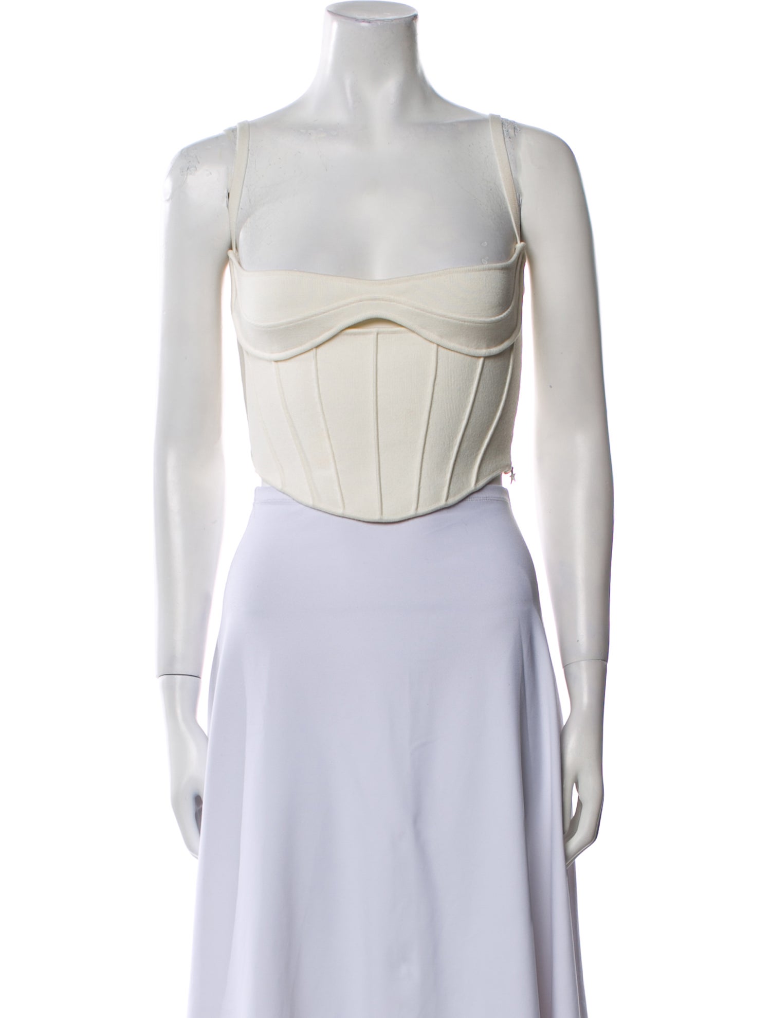 Mugler Cable Knit Square Neckline Crop Top