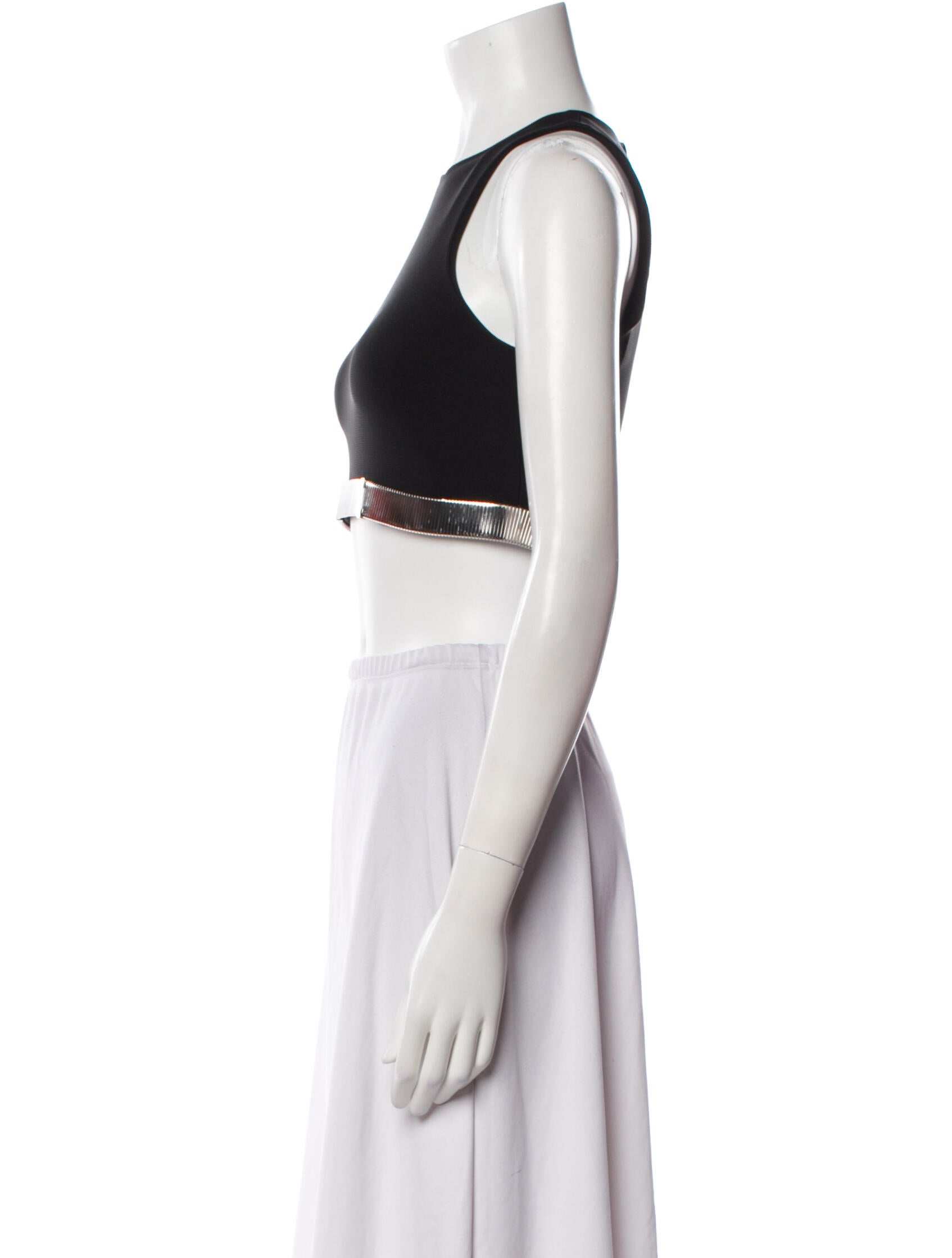 Mugler Crew Neck Sleeveless Crop Top