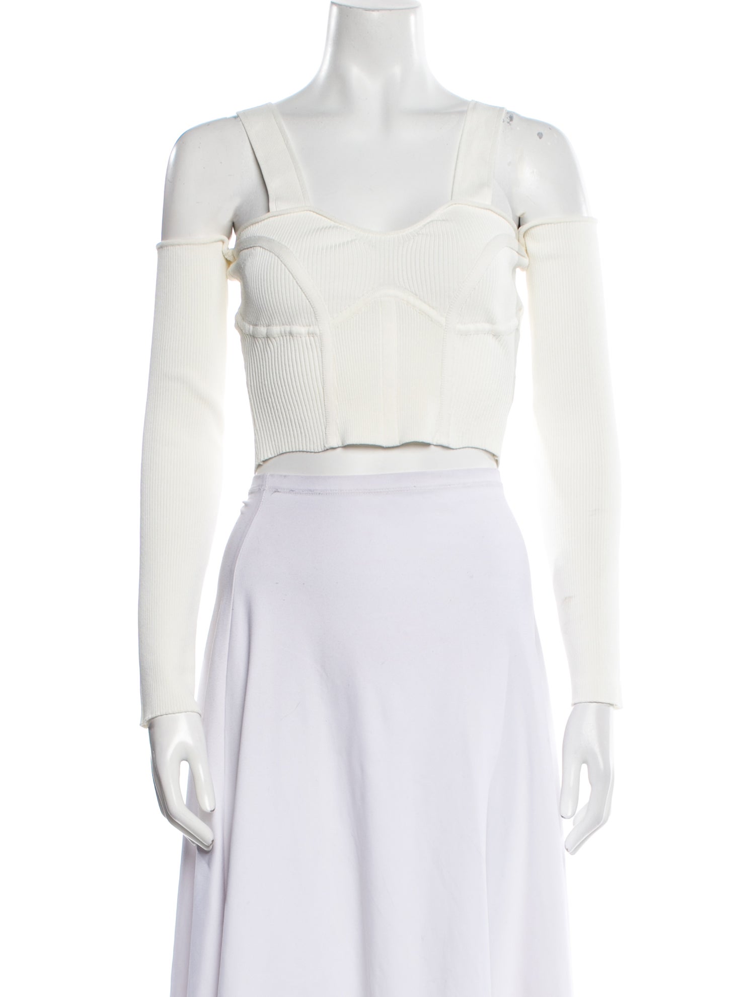 Mugler Square Neckline Sleeveless Crop Top