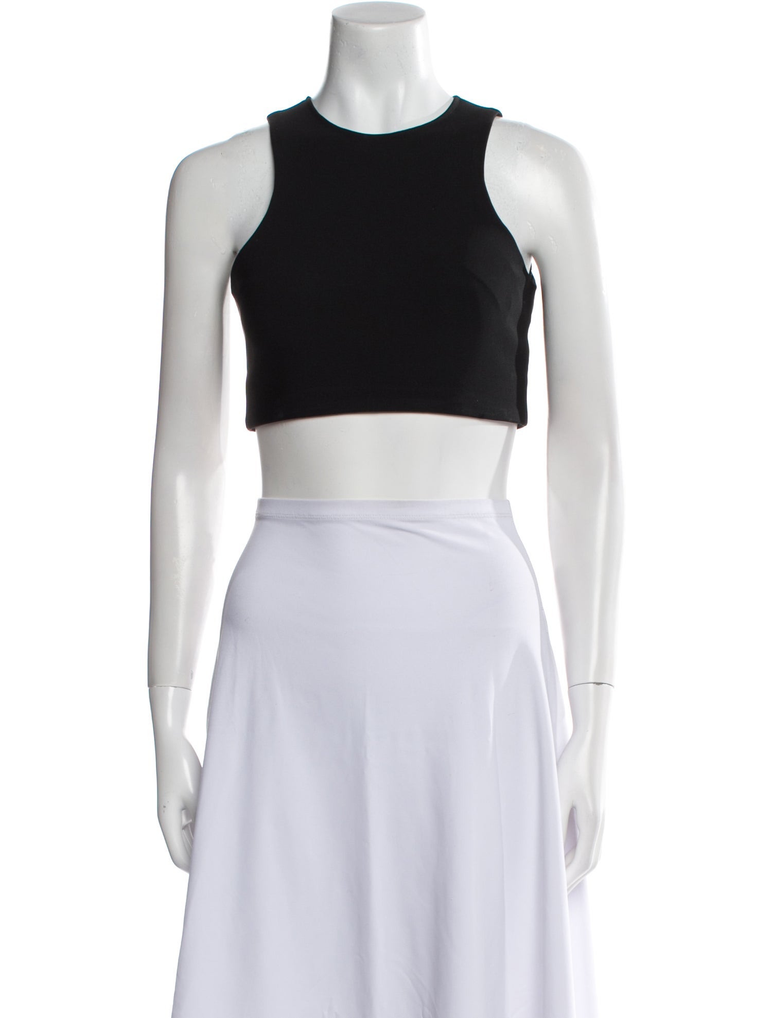 Mugler Crew Neck Sleeveless Crop Top