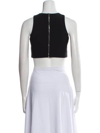 Mugler Crew Neck Sleeveless Crop Top