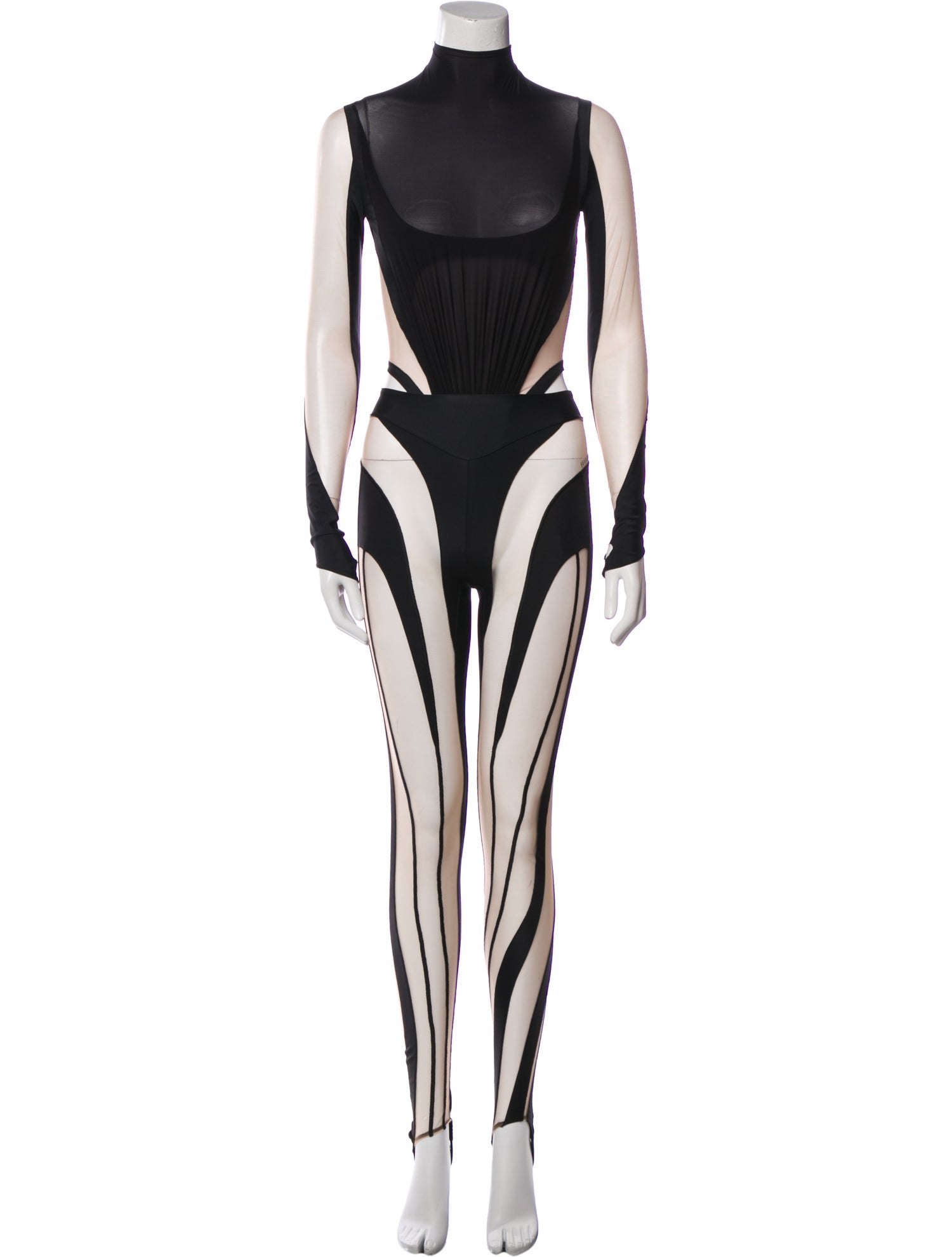 Mugler Colorblock Pattern Mesh Accents Pant Set