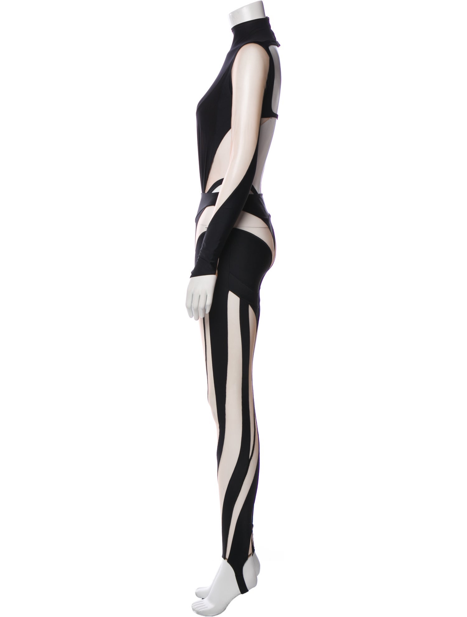 Mugler Colorblock Pattern Mesh Accents Pant Set