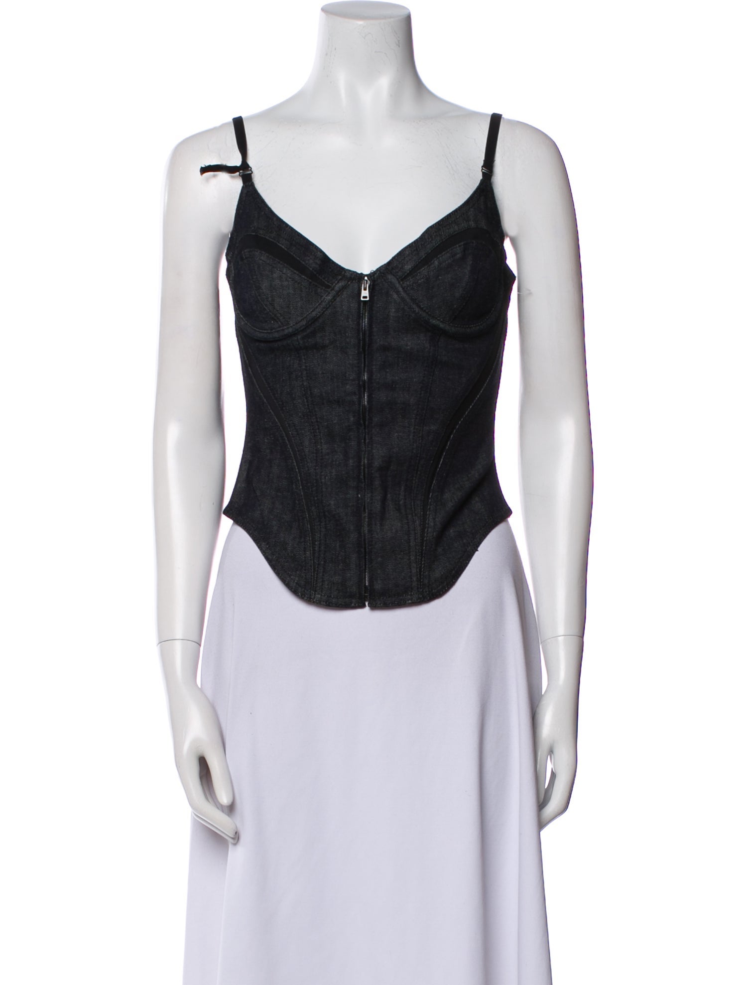 Mugler V-Neck Sleeveless Crop Top