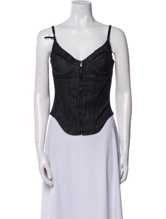 Mugler V-Neck Sleeveless Crop Top