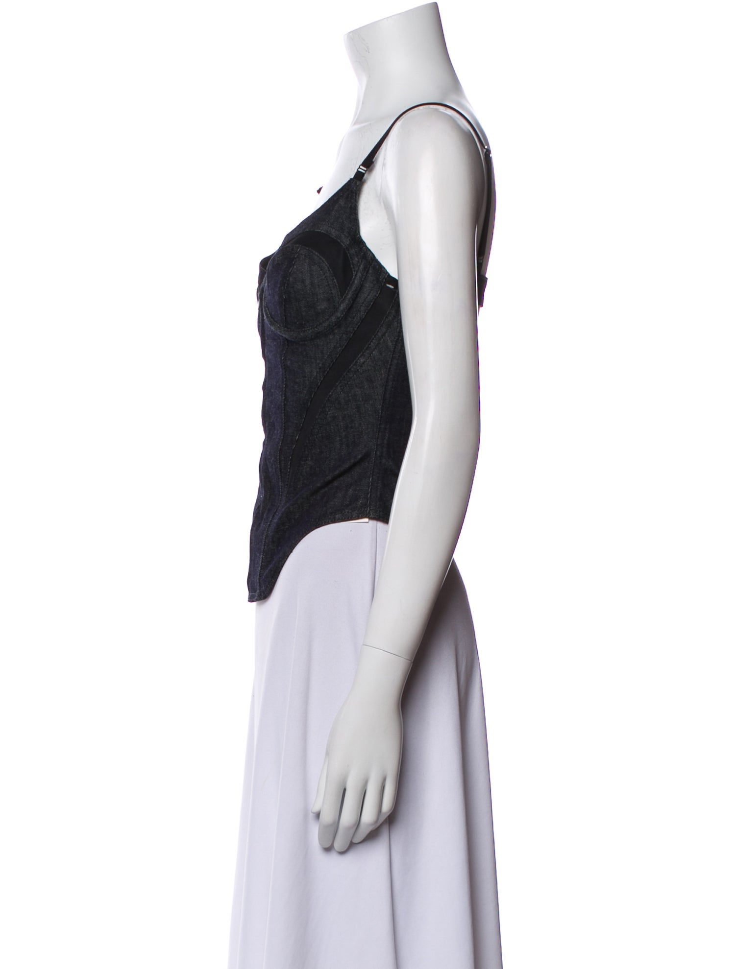 Mugler V-Neck Sleeveless Crop Top