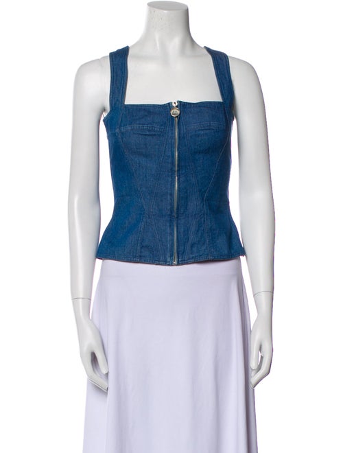 Mugler Trade Mark Square Neckline Sleeveless Crop Top