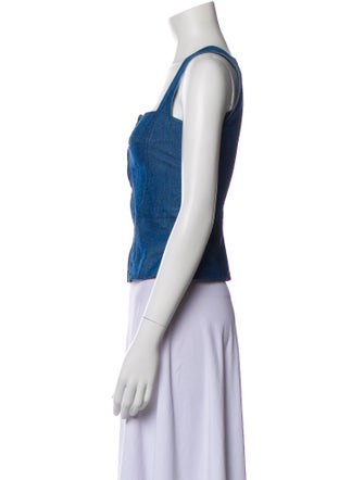 Mugler Trade Mark Square Neckline Sleeveless Crop Top