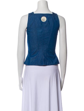 Mugler Trade Mark Square Neckline Sleeveless Crop Top