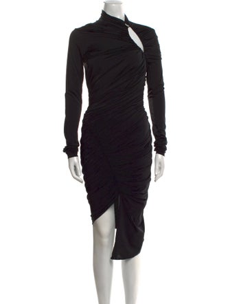 Mugler Mock Neck Knee-Length Dress