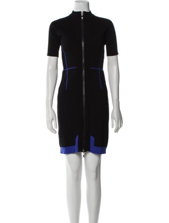 Mugler Mock Neck Knee-Length Dress