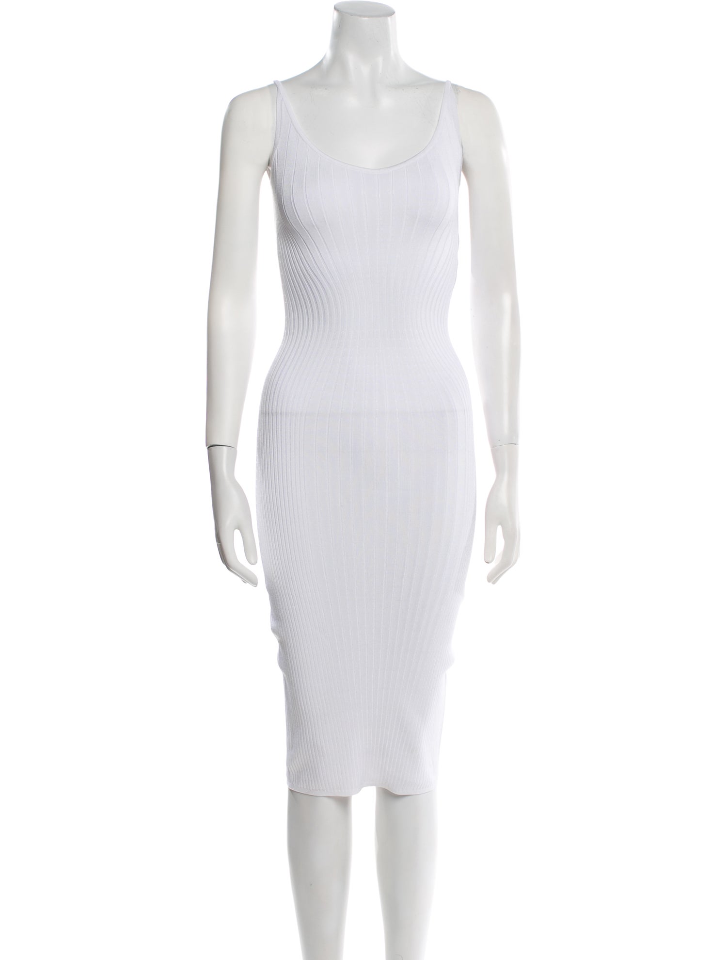 Mugler Scoop Neck Knee-Length Dress