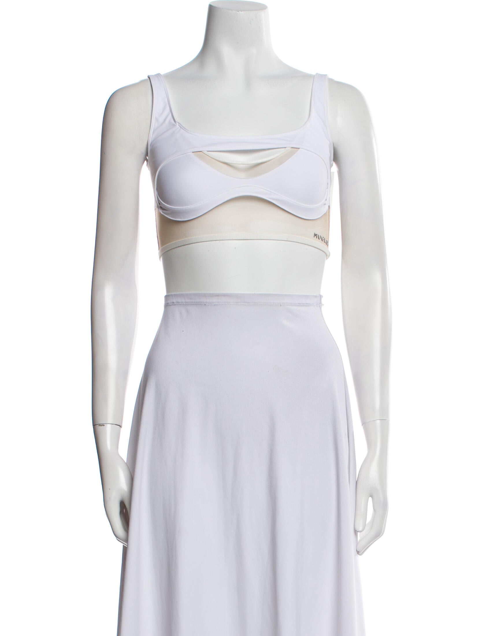 Mugler Square Neckline Sleeveless Crop Top