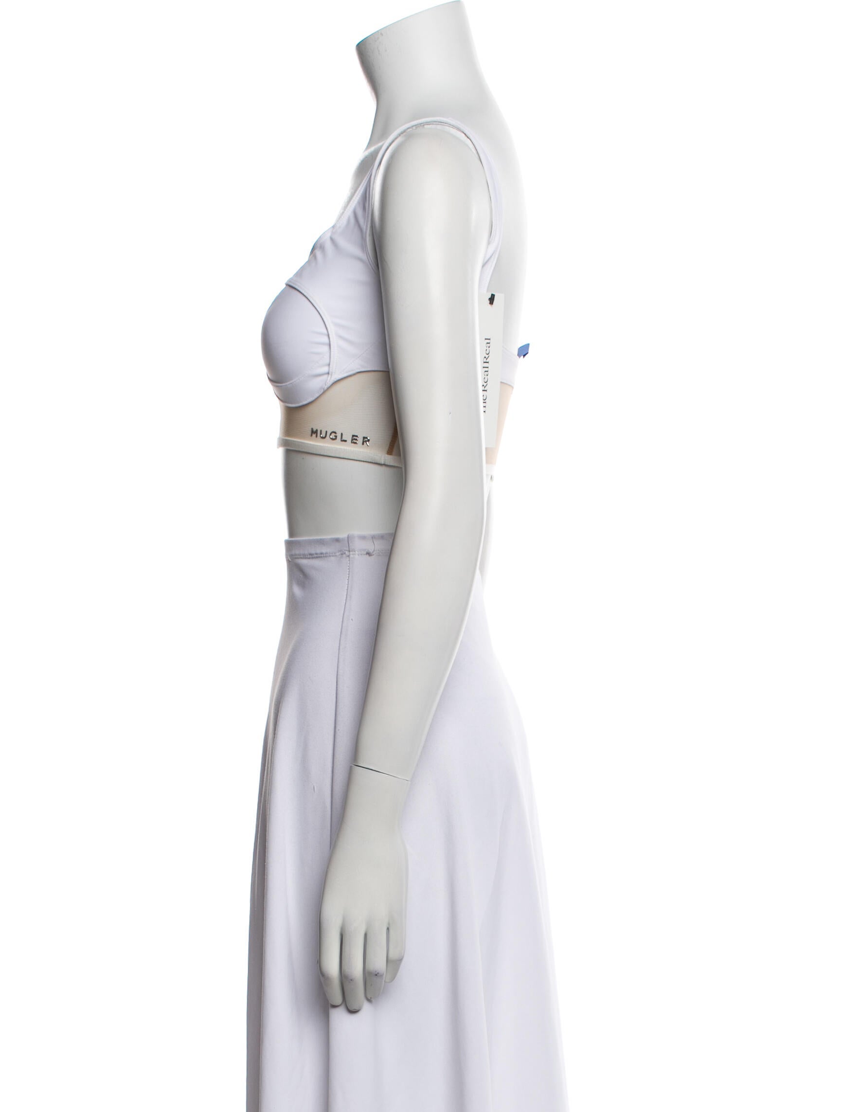 Mugler Square Neckline Sleeveless Crop Top