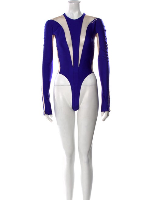 Mugler Nylon V-Neck Bodysuit