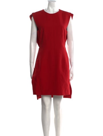 Pre-owned Mugler Crew Neck Knee-length Dress In Red