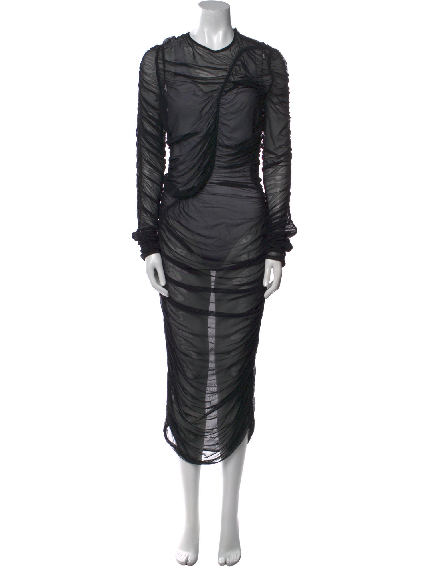Mugler Crew Neck Midi Length Dress