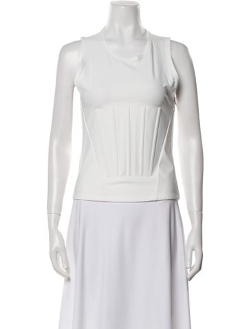 Pre-owned Mugler Crew Neck Sleeveless Crop Top W/ Tags In Neutral