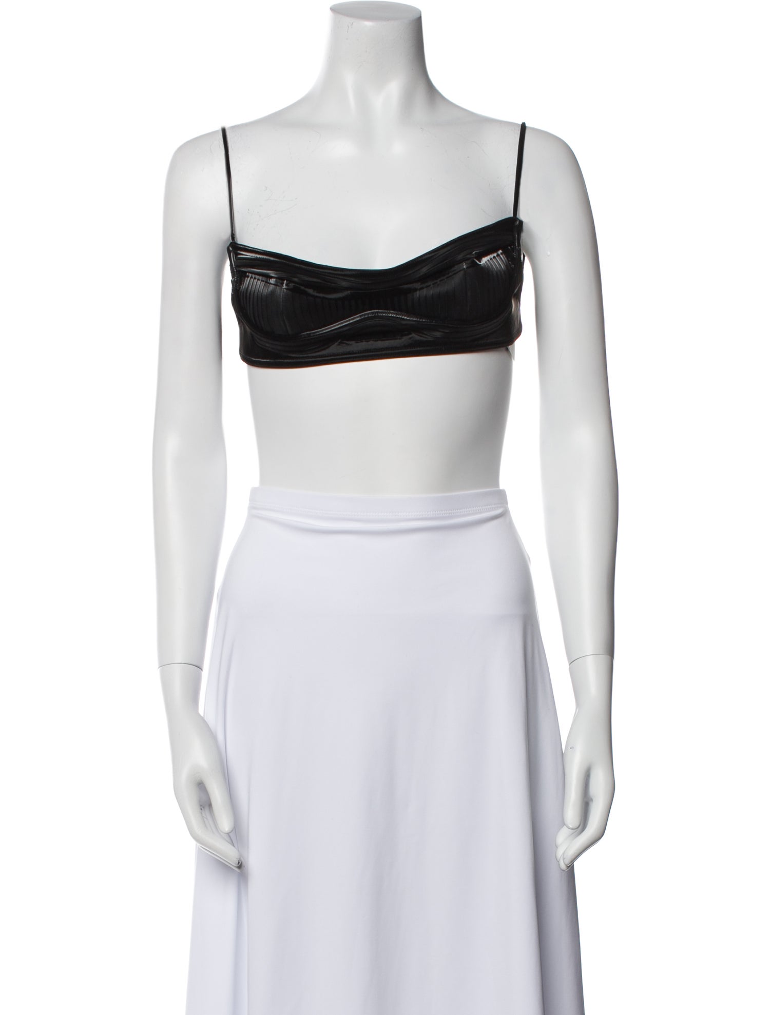 Mugler Square Neckline Sleeveless Crop Top